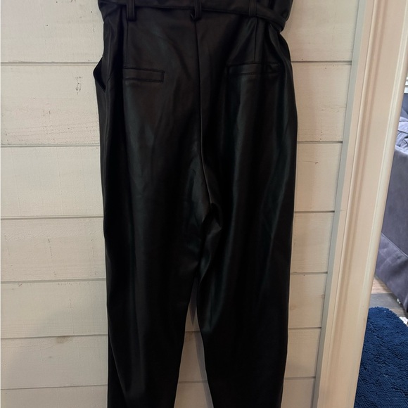 Lucy Paris Faux Leather Paperbag High Waist Ankle Pants Black - Picture 8 of 16